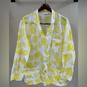 Victoria Secret Lemon Print Pajama Top Size XL
